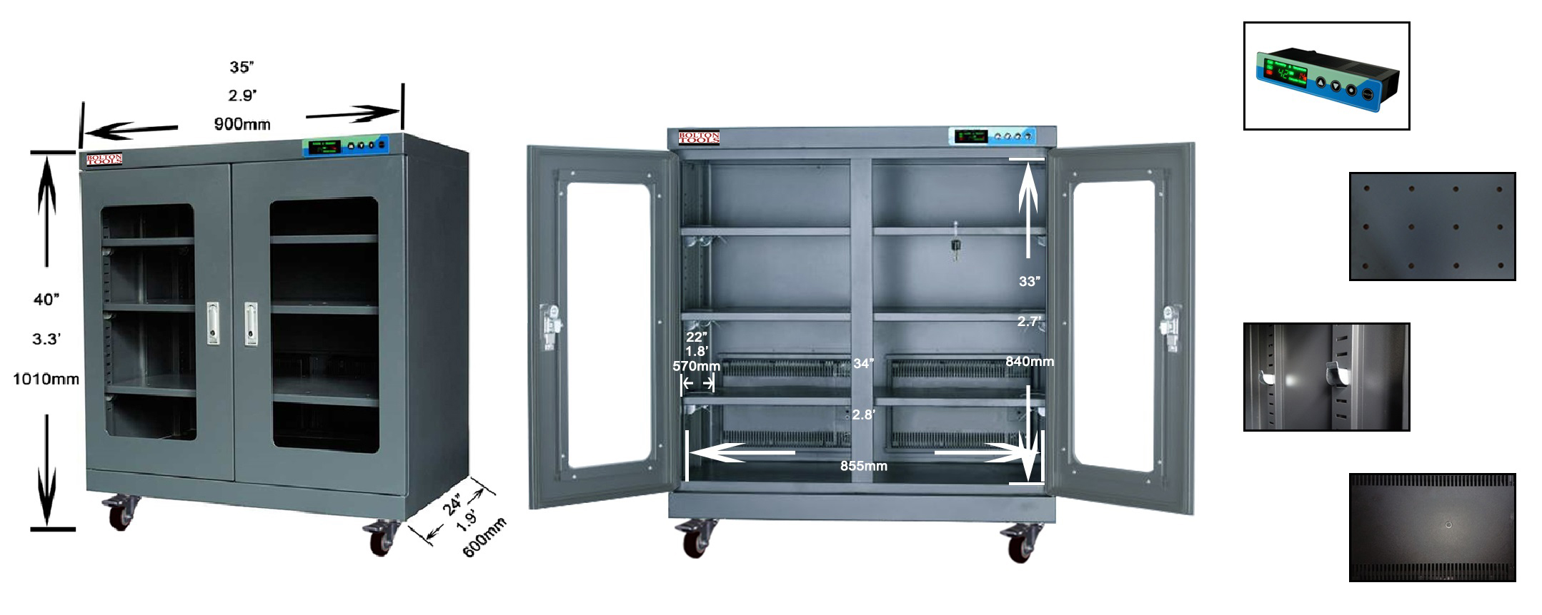 450L Electronic Control Low Humidity Dry Box Cabinet 1% to 60%RH ...
